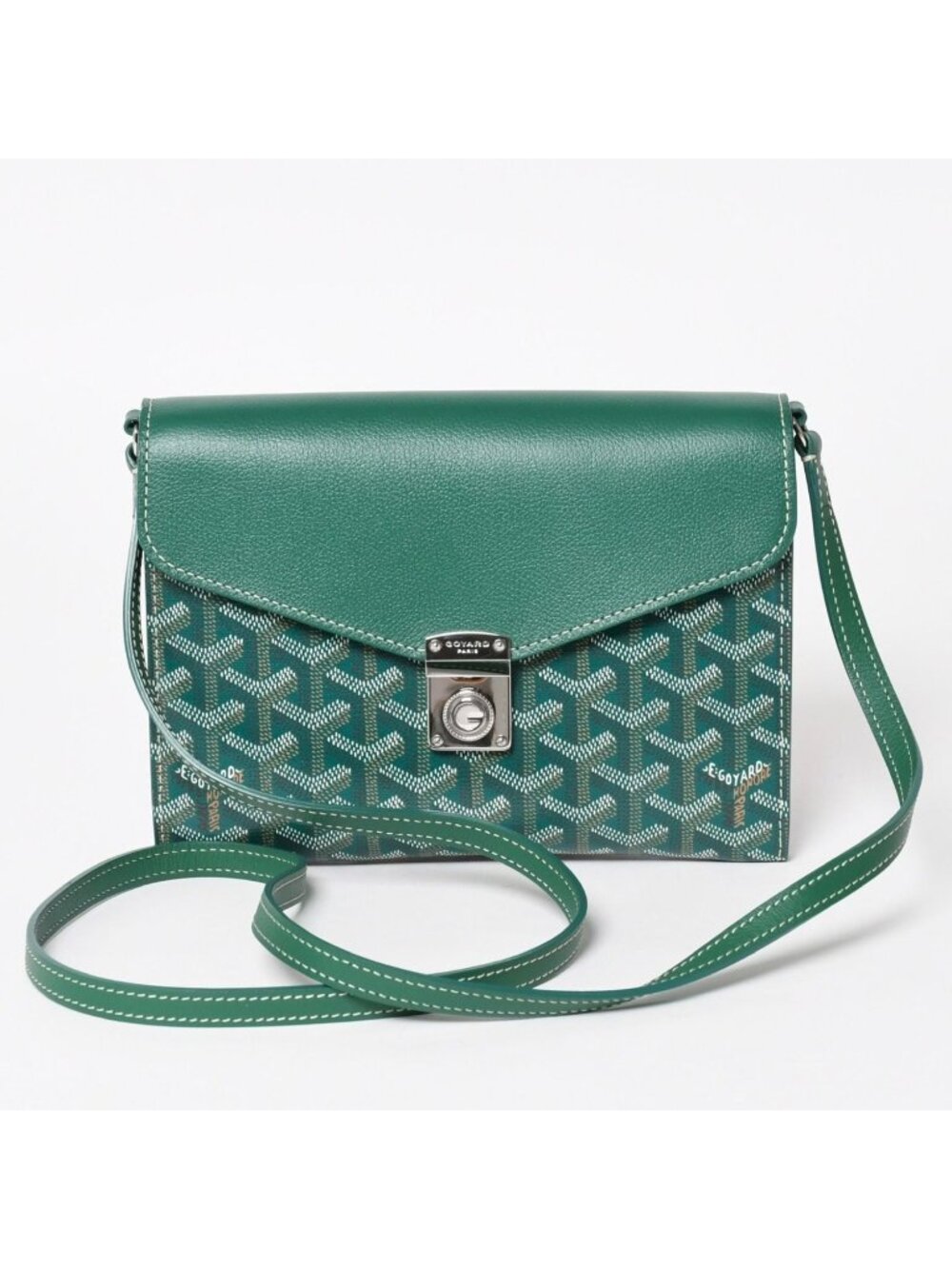 Goyard Chypre Sheepskin Pouch Wallet Shoulder Bag Green